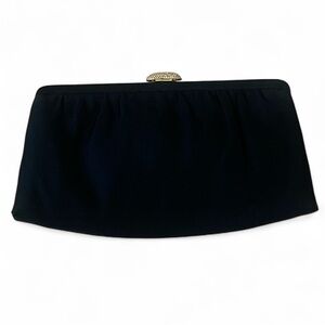 VINTAGE BLACK 100% SILK MORRIS MOSKOWITZ MM HANDBAG WITH CRYSTAL CLASP